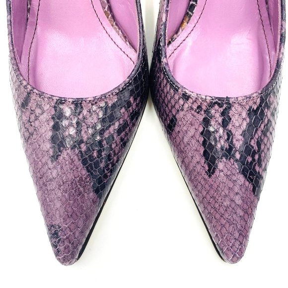 Coach Alena Snakeskin Purple Leather Pointy Slingbacks Heels Womens Size 6.5 B - Picture 4 of 12